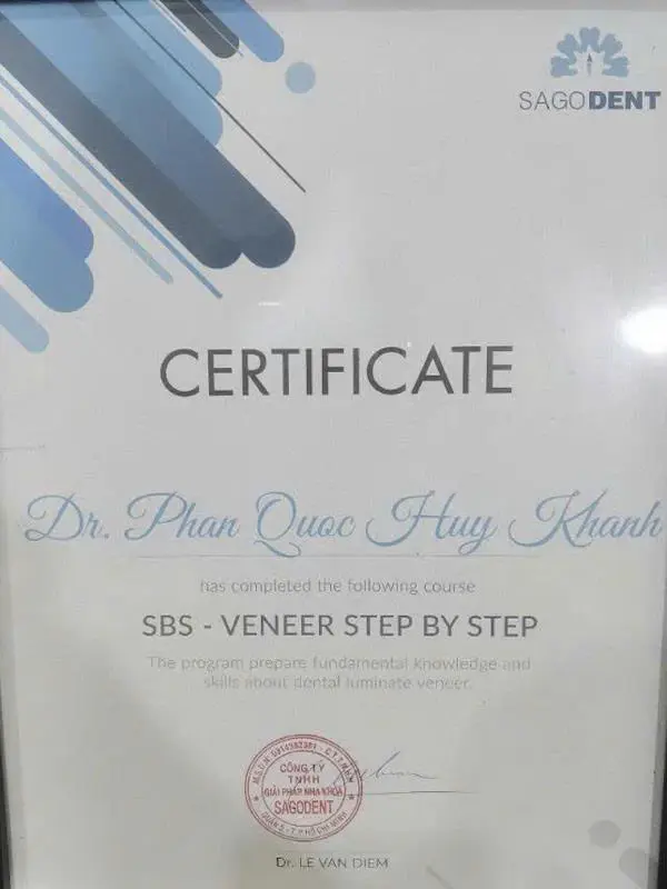 Certificate SBS - Veneer Step By Step