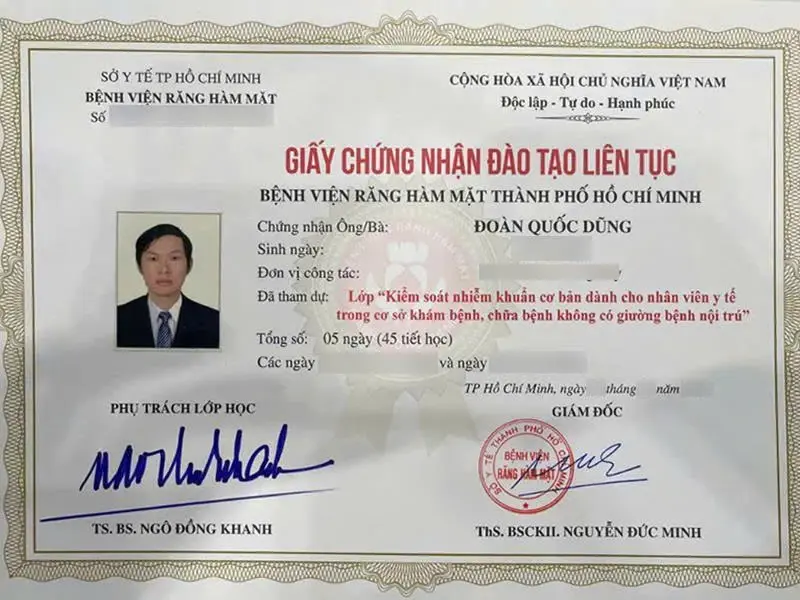 Giấy chứng nhận đào tạo liên tục