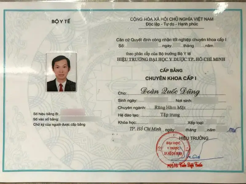 Cấp bằng chuyên khoa I - Bác sĩ Đoàn Quốc Dũng