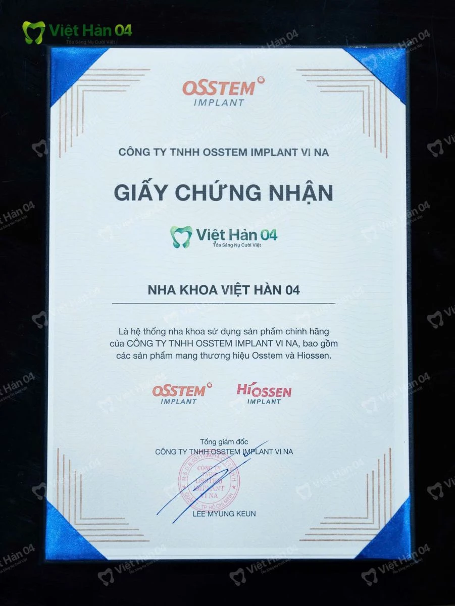 Giấy chứng nhận Implant Osstem