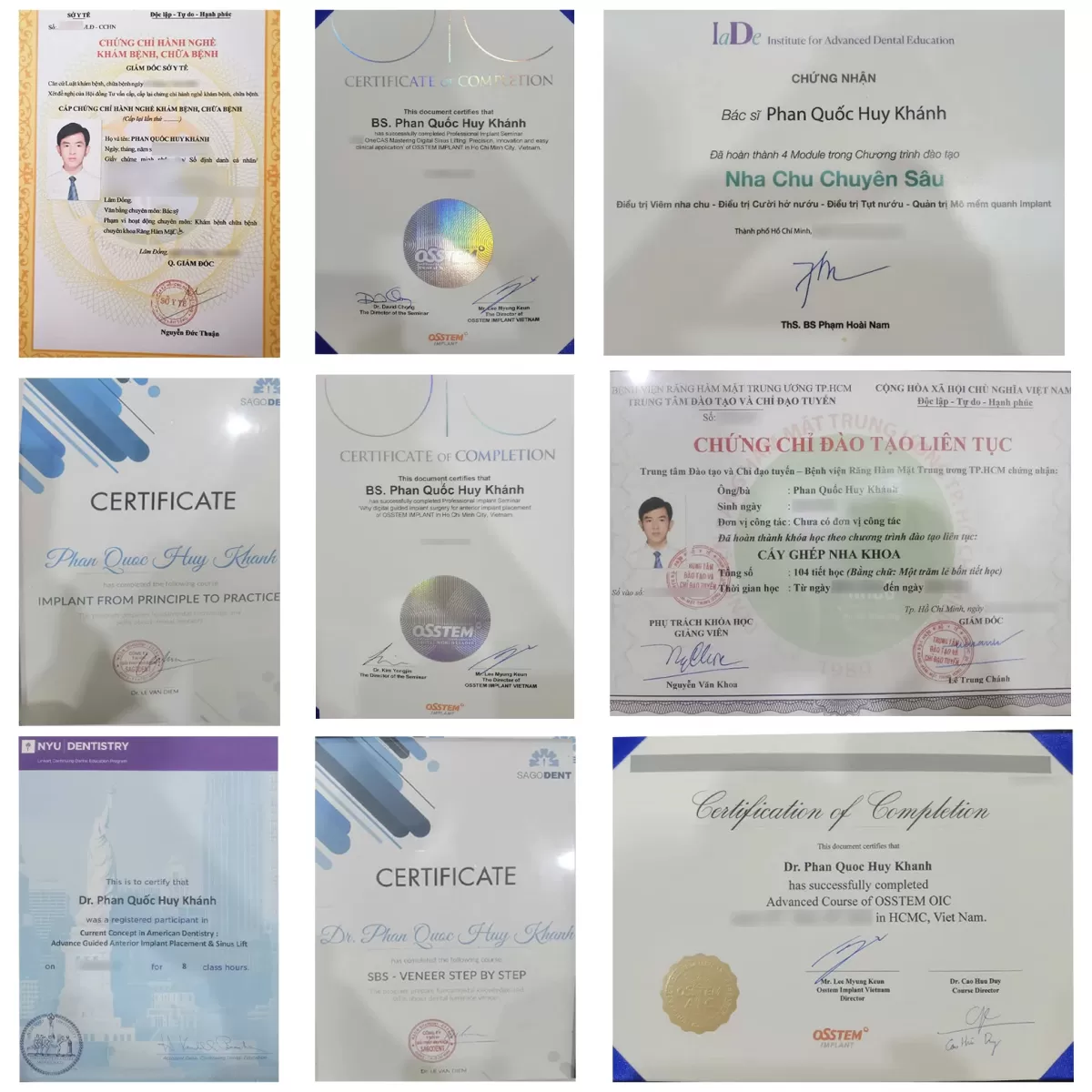 Chứng chỉ bác sĩ CKI Phan Quốc Huy Khánh