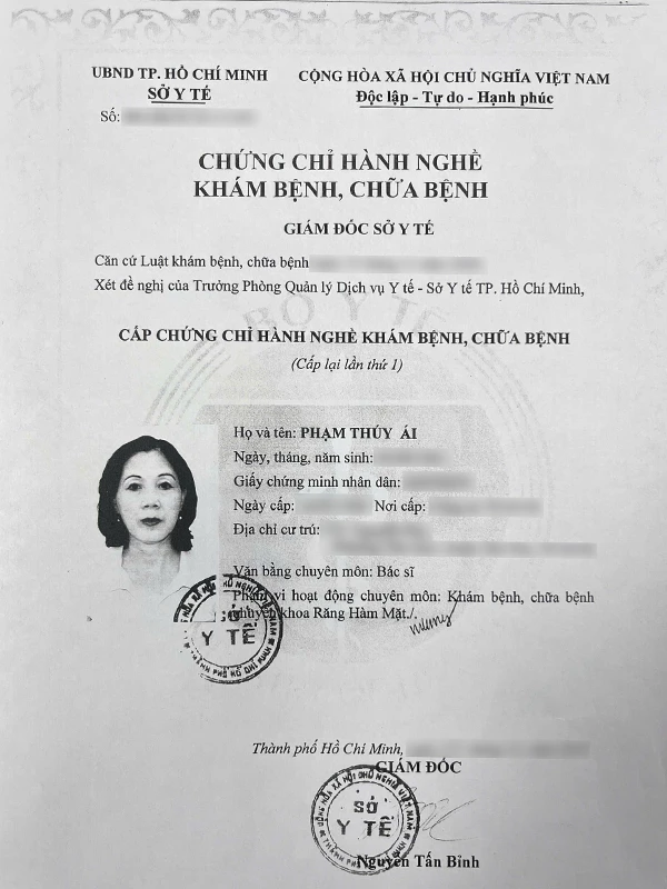 Chứng chỉ hành nghề khám bệnh, chữa bệnh | Bác sĩ Phạm Thúy Ái