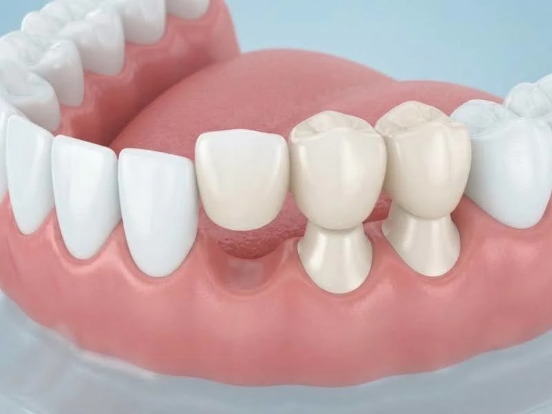 Trồng răng cửa hàm dưới bằng cầu răng sứ